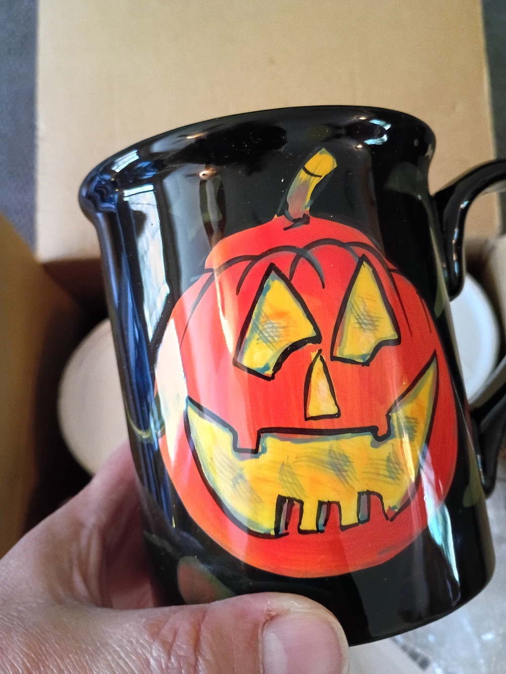 Vintage St of 4 Waechtersbach Pumpkin Jack O Lantern Halloween Mugs